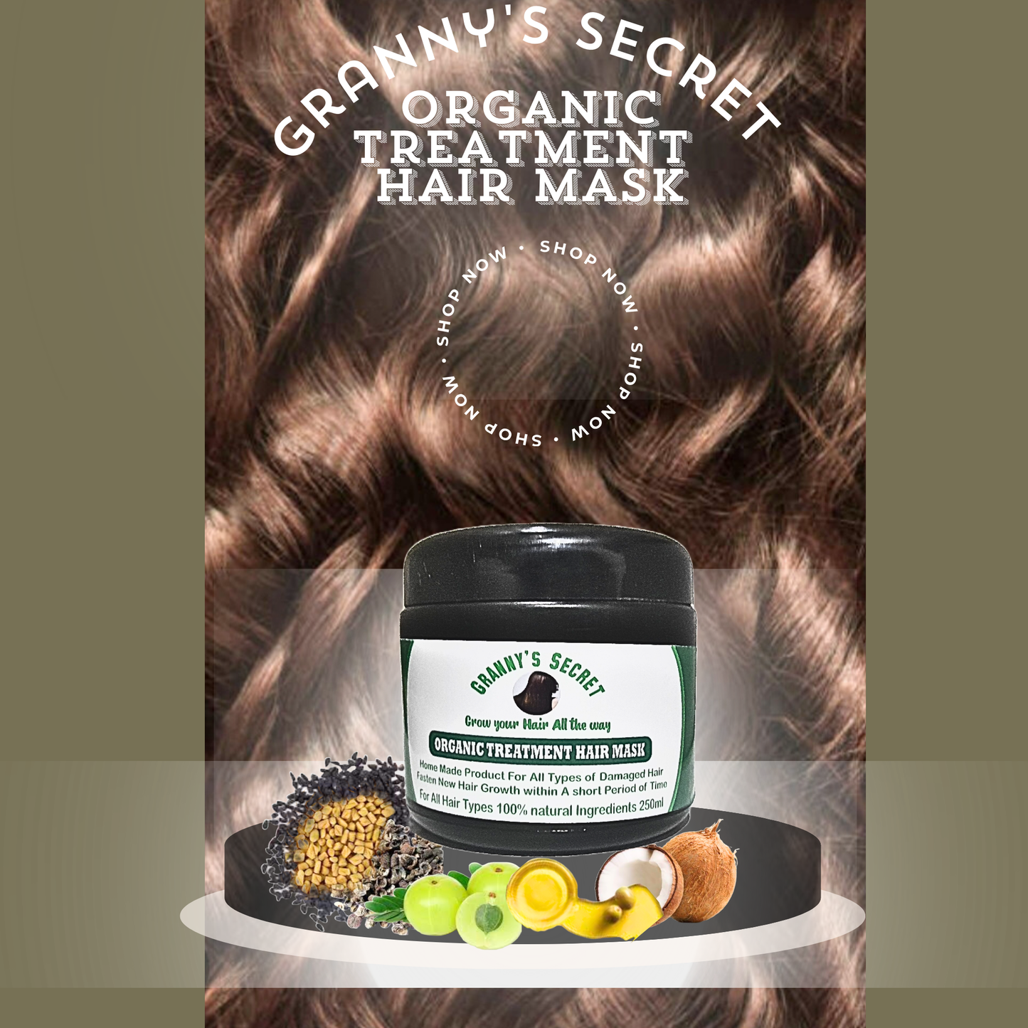 Granny’s Secret Organic Hair Mask – Deep Repair & Growth Boosting Formula